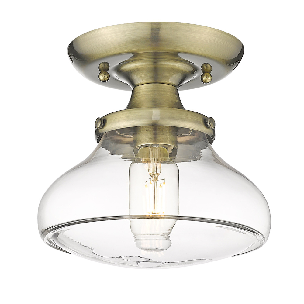 Wry Lighting Nash 1-light Semi-Flush Mount in Aged Brass